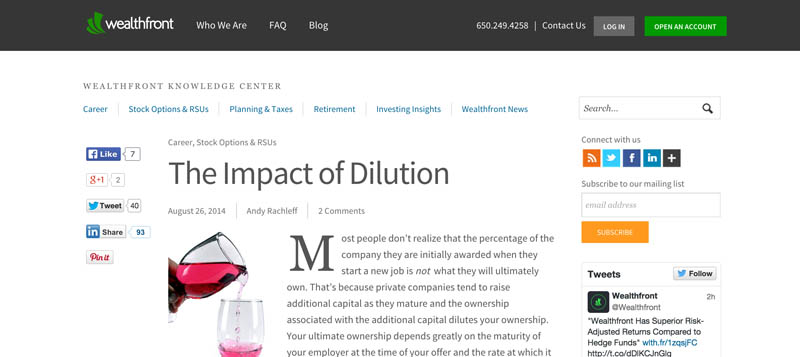 Stock options anti-dilution