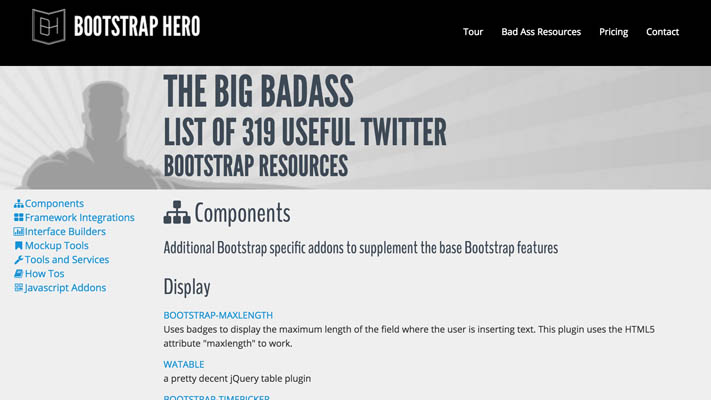The big badass list of 319 useful Twitter Bootstrap resources