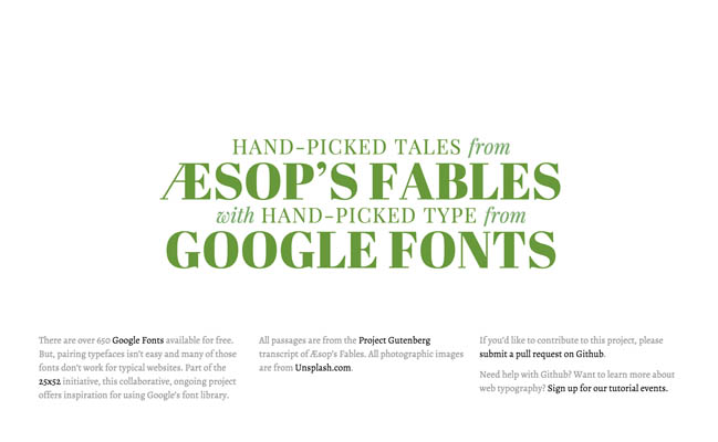 Google Web Fonts Typographic Project