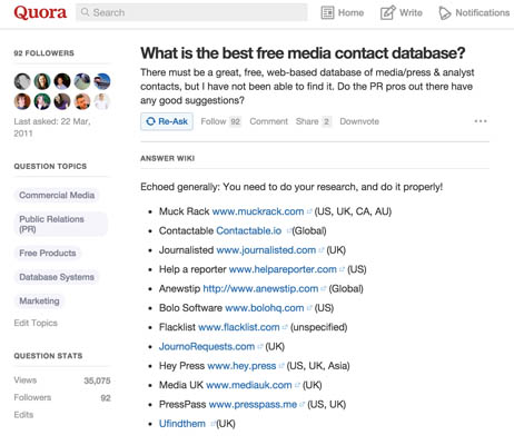 What is the best free media contact database?