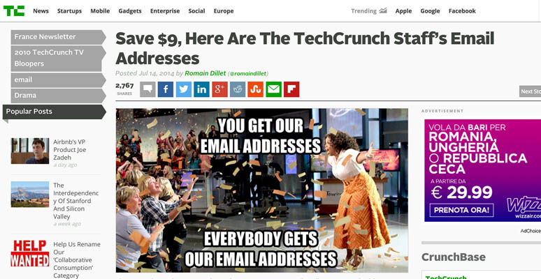 Save $9, Here Are The TechCrunch Staff’s Email Addresses