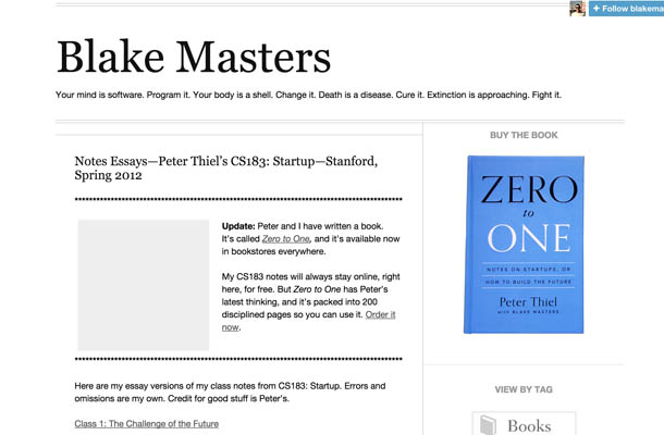 Peter Thiel's CS 183: Startup