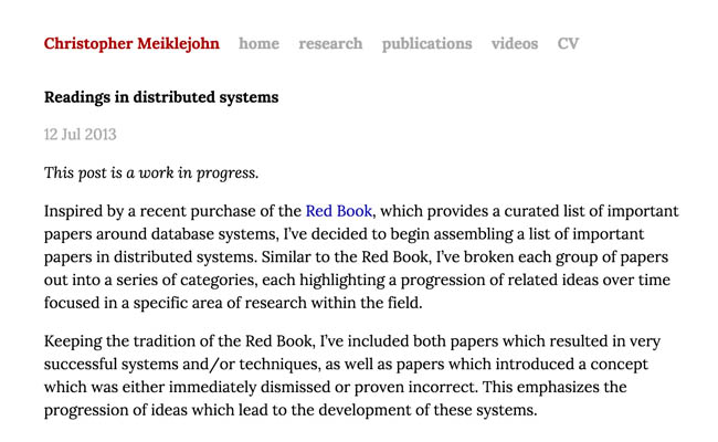 Readings in distributed systems